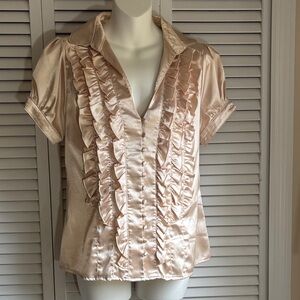 Elegant Cream Ruffled Women's Top